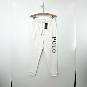 Polo Ralph Lauren Fleece Graphic ‘White/Blue’ Athletic Joggers Men’s Size Large